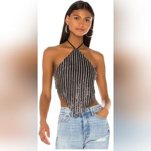 Superdown x Draya Michele Rhinestone Backless Handkerchief Top